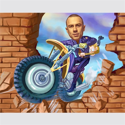Motorcycle Stuntman Caricature from Photos - myDaVinci